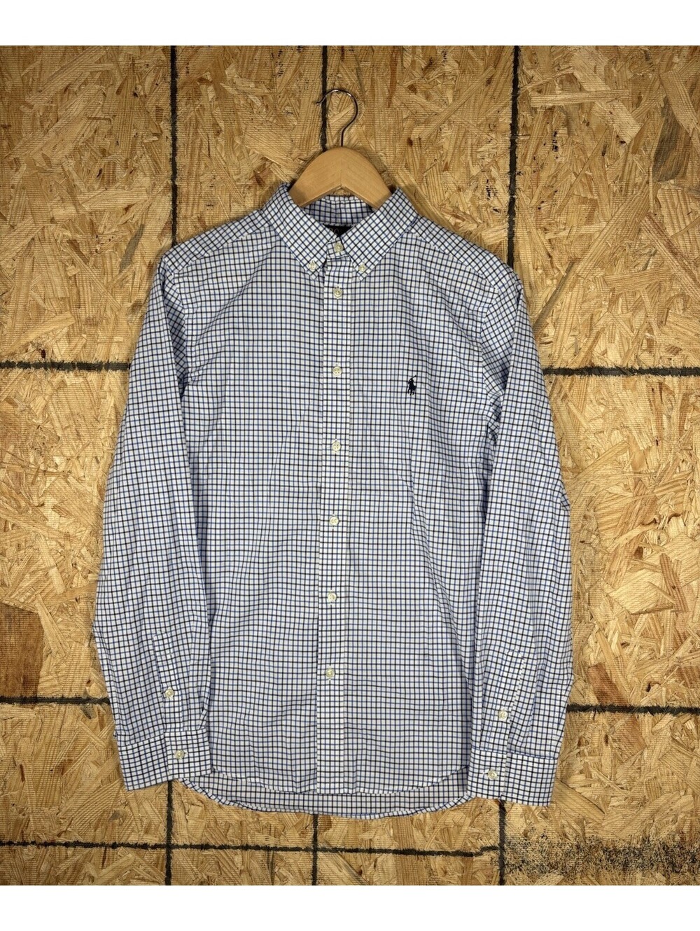 Polo Ralph Lauren Button Down Shirt Mens XLTG Blue Check Big Tall Stretch